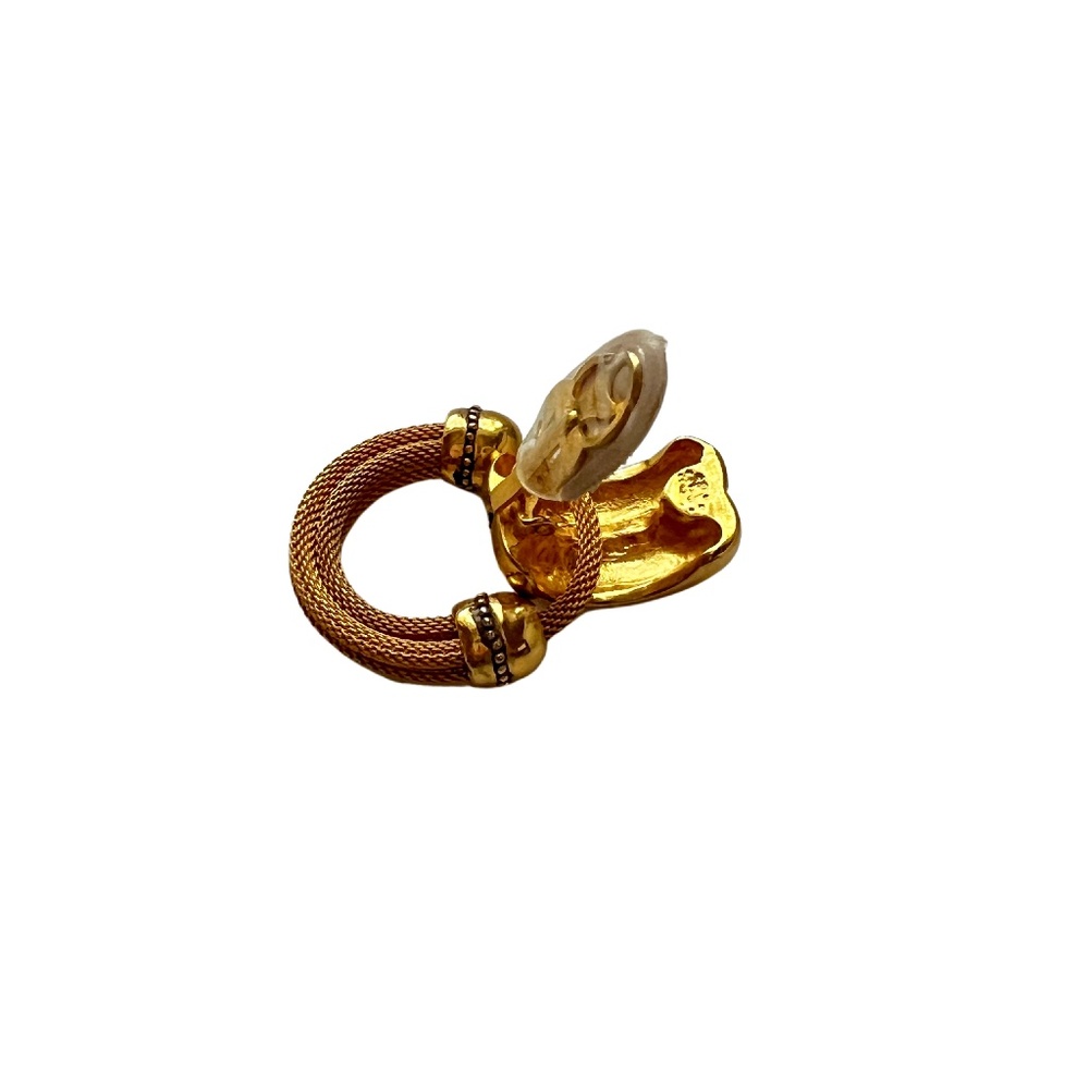 Gold Tone Drop Earrings Clip On - Picture 3 of 5